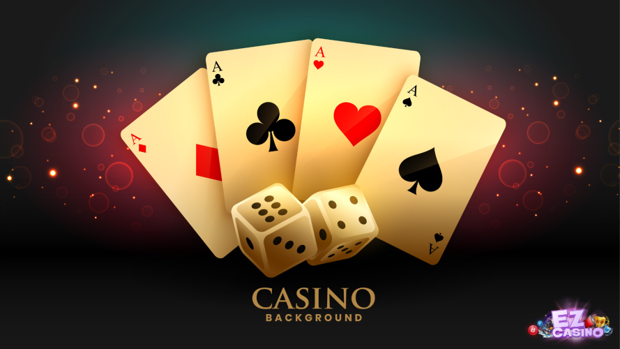 ไพ่ A 4 ใบและลูกเต๋า 2 ลูก จากคาสิโนออนไลน์ ez casino  คาสิโนเว็บตรง ผู้ให้บริการ เกมคาสิโน ครบวงจร