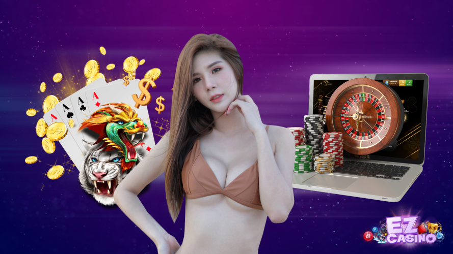 ผู้หญิงในชุดบิกินี่สีน้ำตาลจาก เว็บคาสิโนออนไลน์ ที่กำลังเชิญชวนทุกท่านให้เข้ามา ทดลองเล่น ezcasino